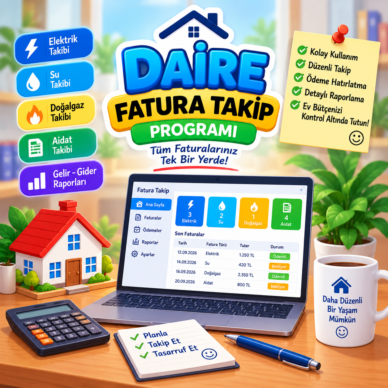 🏢 Daire Fatura Takip Pro v1.32 – Apartman ve Site Aidat Takip Programı