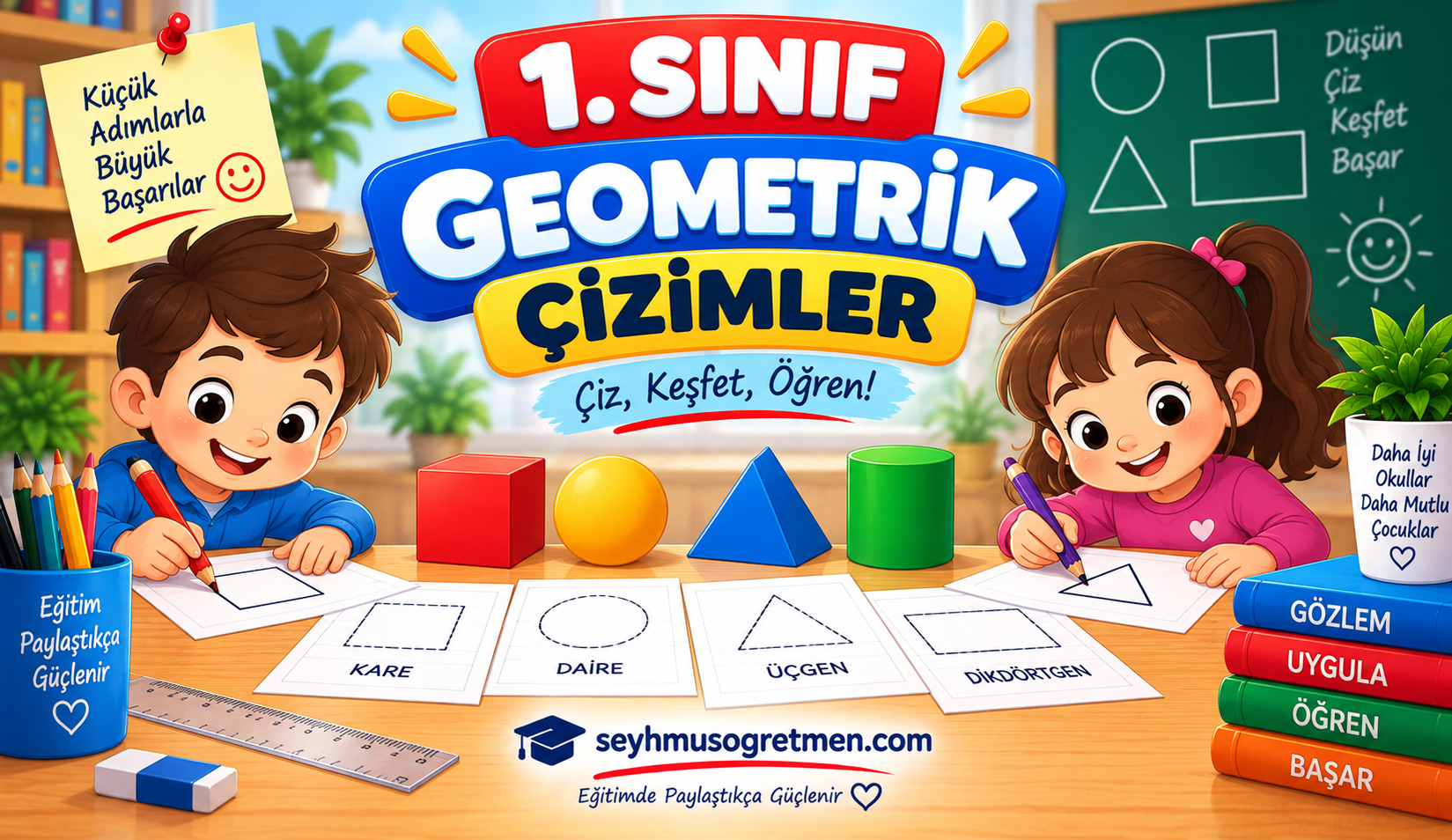 1. Sınıf Matematik Geometrik Cisimler Çalışma Kağıdı – Görsel Etkinlikler